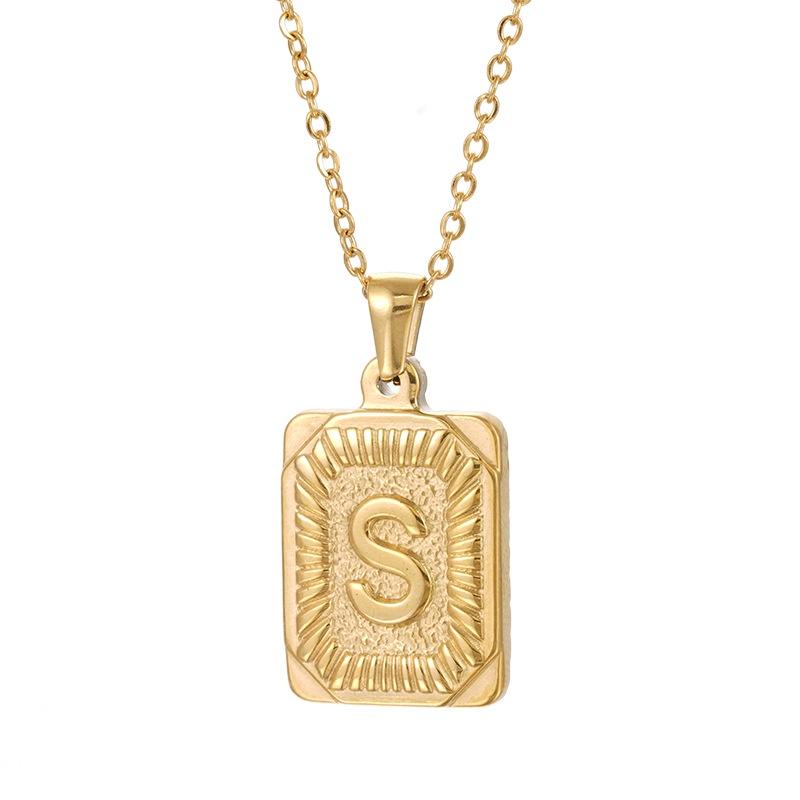 Stylish 18k Gold Stainless Steel Letter Pendant Necklace For Men O-type Cross Chain Non-fading
