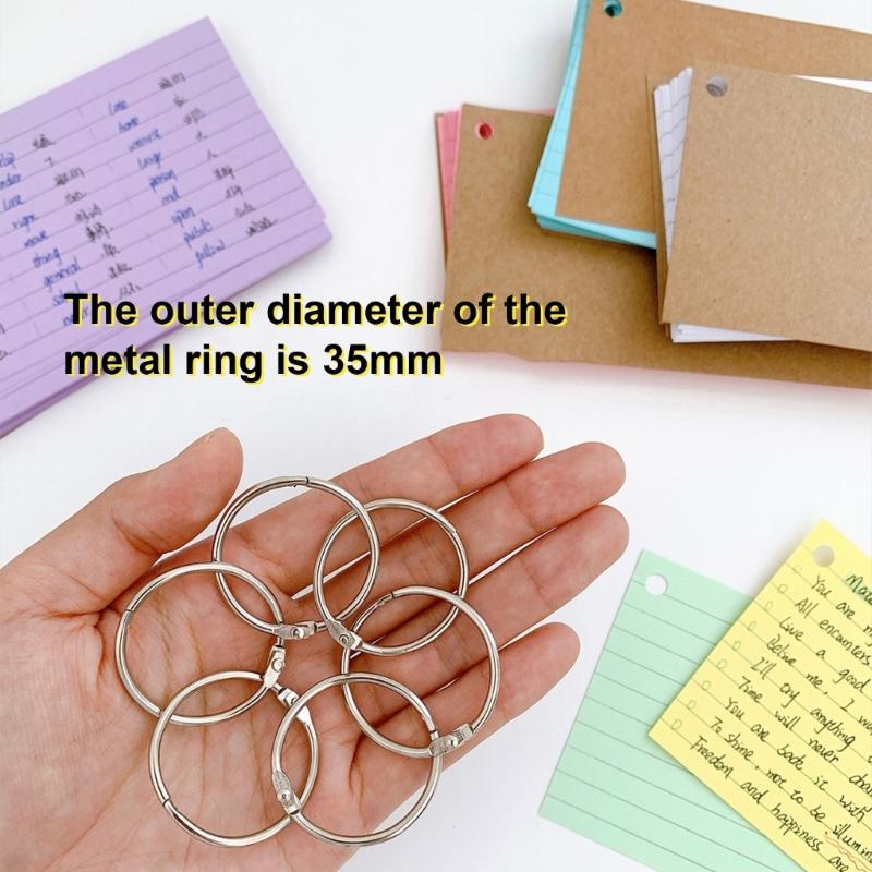 Flash Cards Lined Index Cards Study Cards with Binding Rings Revisions Cards Blank Note Cards for Vocabulary Learning