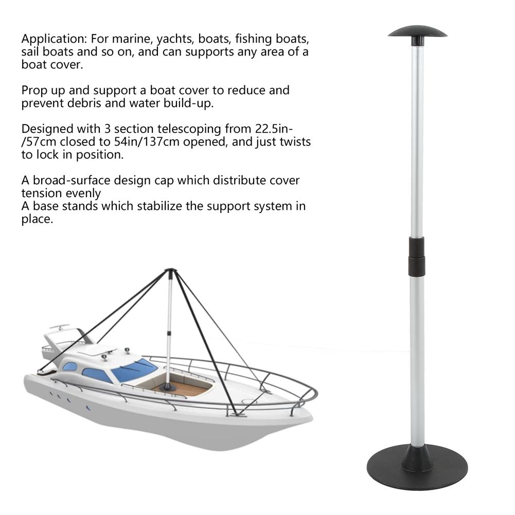 Good-Boat Cover Support Pole 3 Section Telescopic 22.5In-54In Adjustable Aluminium Boat Cover Support Rod For Yacht Sailboat