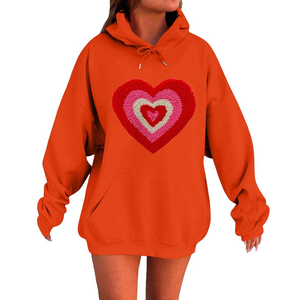Damen Locker Bequem Lässig Modisch Liebe Aufdruck Langarm Sweatshirt