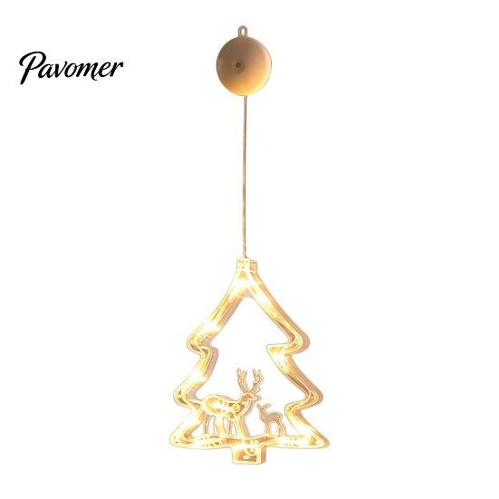 Suspended Starlight Window Accents LED Christmas Star Light, Tree Letter Suction Cup Hanging Lamp Reusable Decoration Set for Glass, Battery Operated