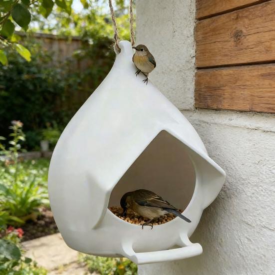 Zimní závěsný krmítko pro ptáky Dům pro hnízdění ptáků ve tvaru kapky Vodotryskové krmítko pro ptáky Dřevěný budka pro divoké ptáky Dekorace na zahradu, dvůr, terasu