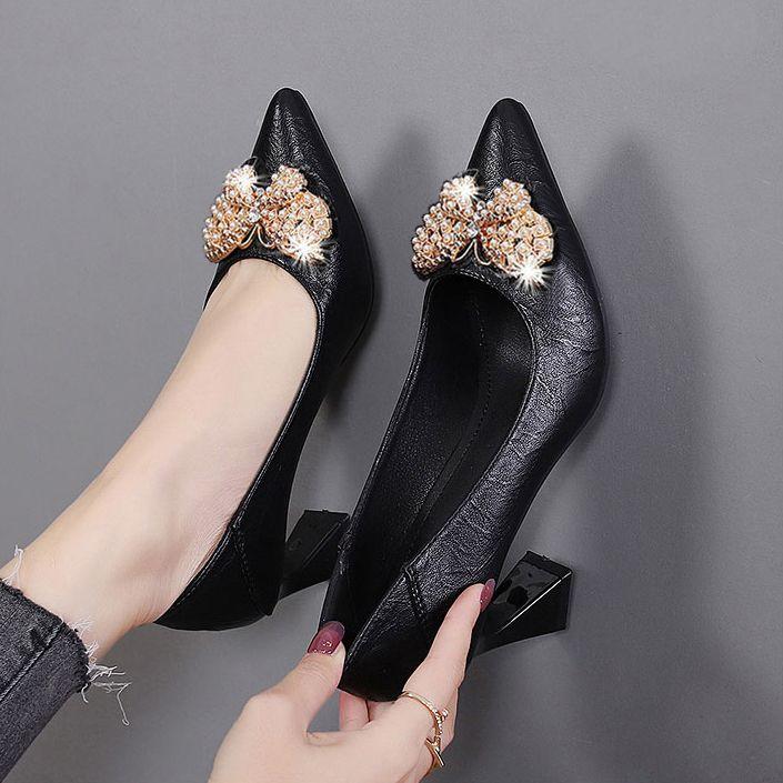 Butterfly Rhinestone Woman Pumps Pointed Toe High Heels Shoes for Women Stylish 39 Quick Delivery Young Elegant Dress Footwear
