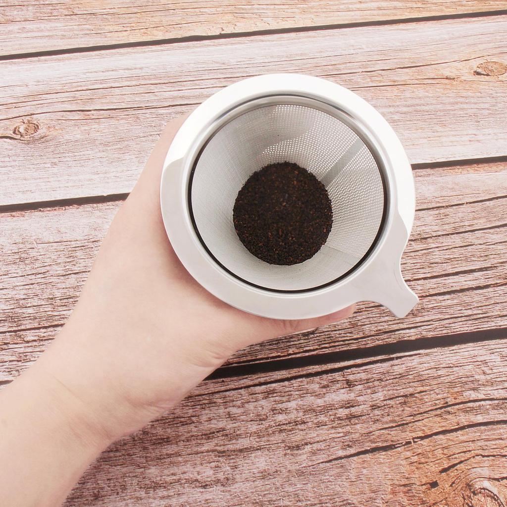 Pour Over Reusable Paperless Double  Mesh Design Coffee Filter for 1-2 Cups, Stainless Steel Cone Coffee Dripper