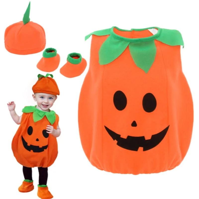 Halloween Pumpkin Costume Kids Romper Boy Girl Party Costume Cosplay for Girls Boys Stage Performance Holiday Party Clothing