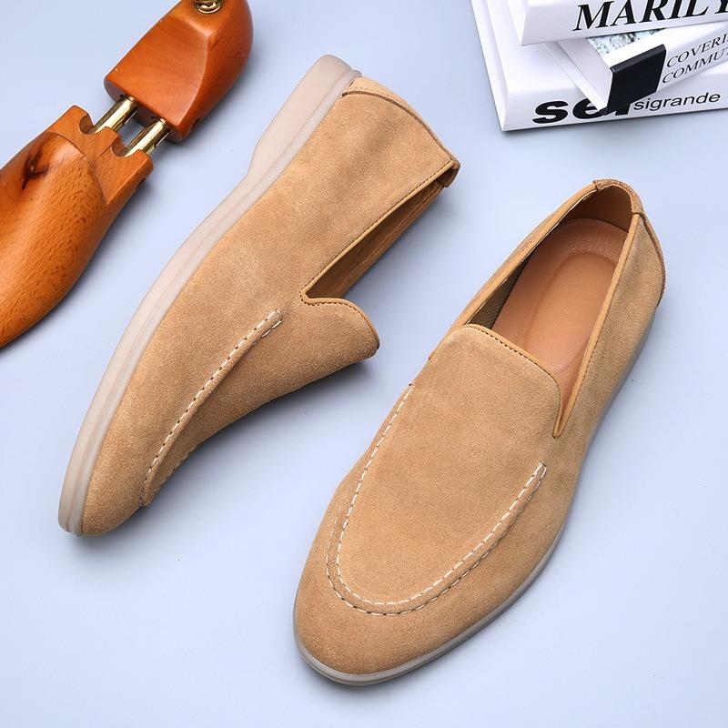 Retro British Fur Turning One Pedal Men's Business Breathable Foot Cover Casual Soft-soled Lazy Shoes