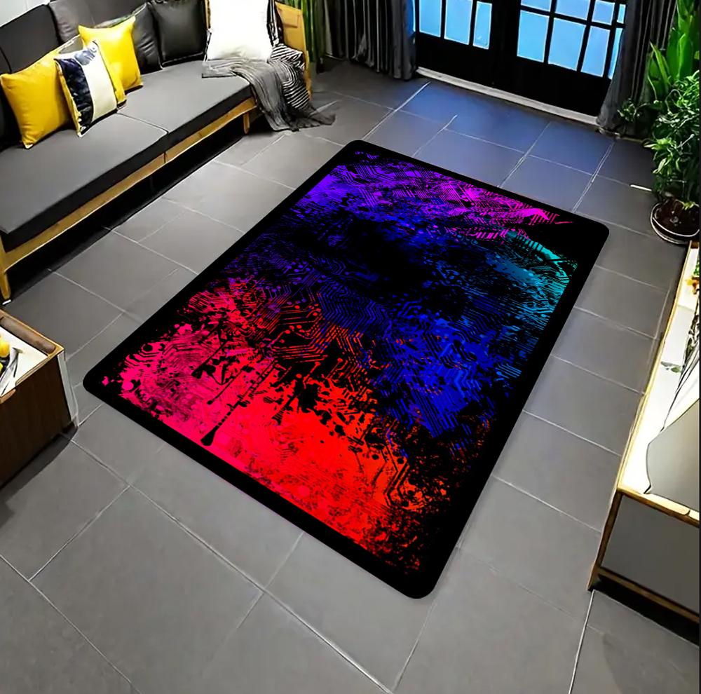

Colorful Smoke Carpet for Game Room Rainbow Lightning Pattern Carpet Game Anti-slip Mat Graffiti Carpet Home Decoration 40x60CM