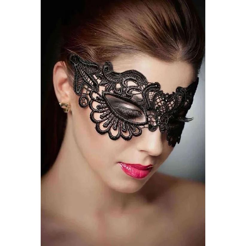 Sexy Damen-Spitzenmaske für Halloween-Maskerade und Dessous-Partys - Halbes Gesicht, durchbrochenes Design