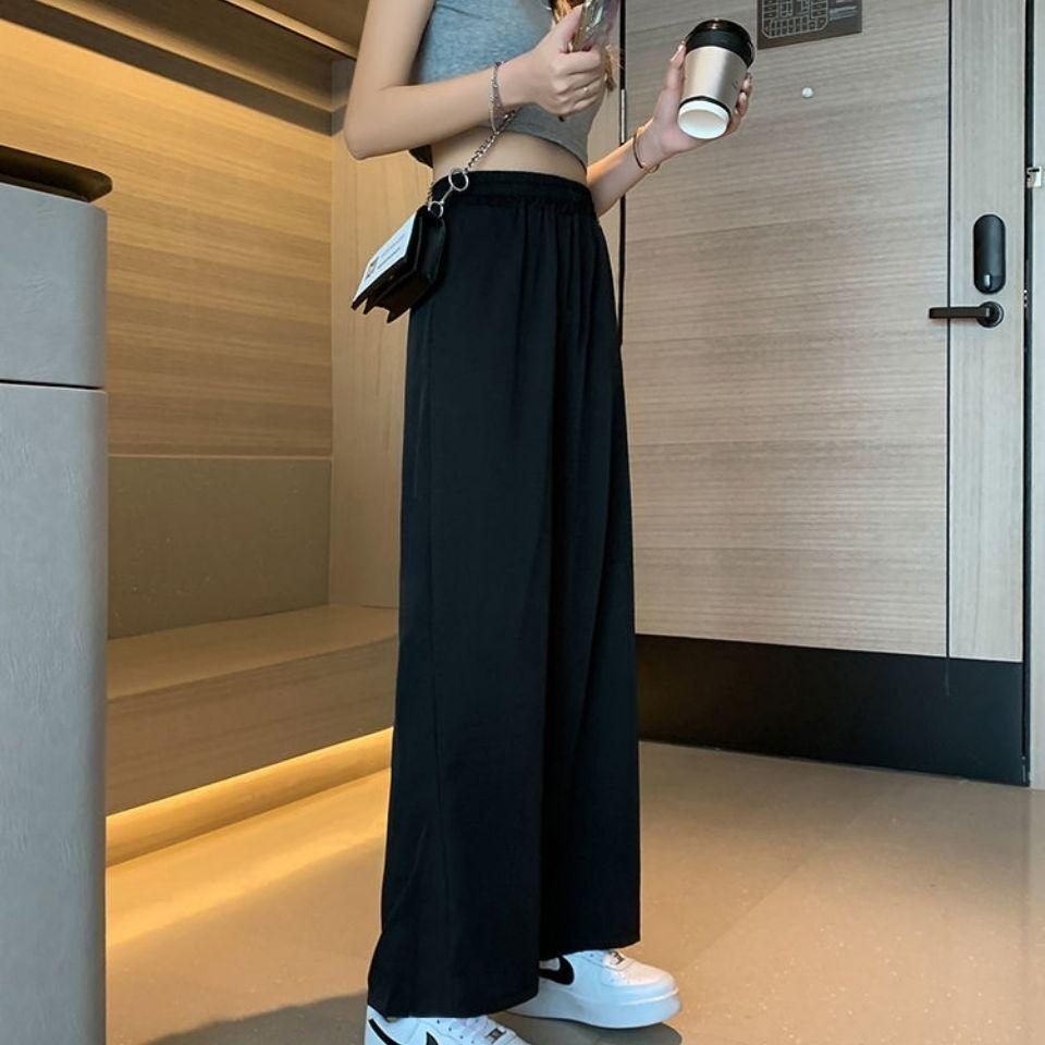 

Women s Black High-Waisted Cropped Wide-Leg Trousers - Plus Size Slimming Casual Pants 2026 Student Style L (80-100 lbs)