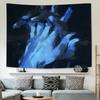 Blue Oil Painting Hands Tapestry Wall Art Polyester Decor for Living Room Bedroom Dorm Free Installation Kit Included