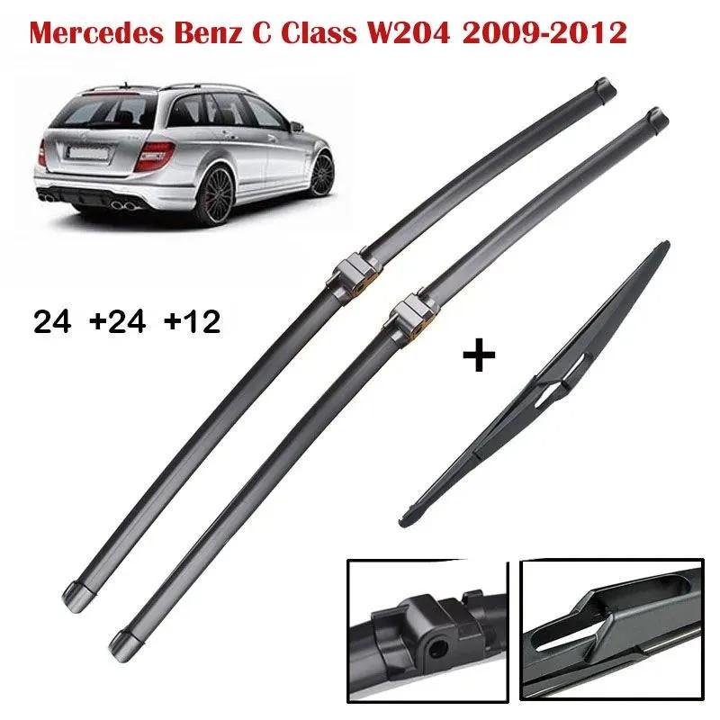 24 +24 +12 Front & Rear Frameless Wiper Blades for Mercedes C-Class W204 2009-2012, E-Class W212, GLK X204, B-Class W246, A-Class W176 чёрный