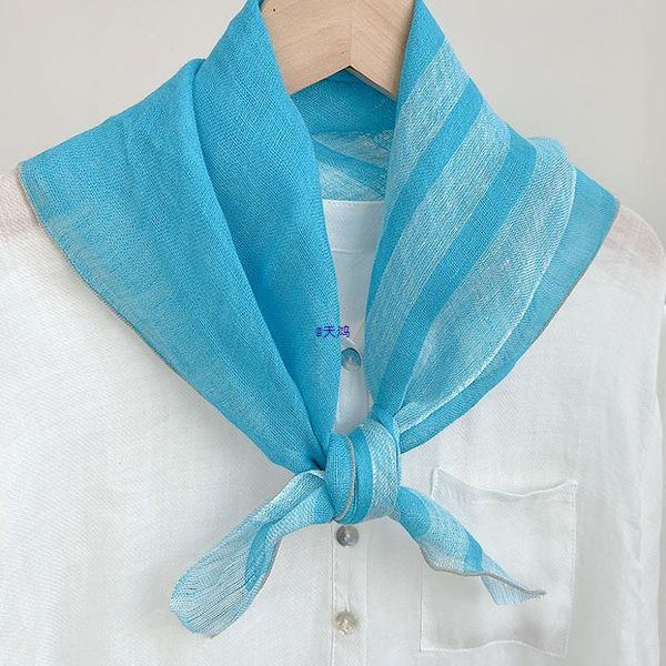 Young Women's Pink Linen Neckerchief: Versatile, Breathable, Thin Scarf for Neck Protection and Warmth