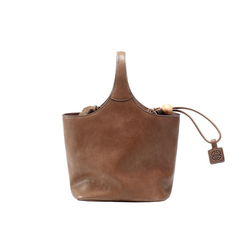 Retro vegetable tanned leather bag women s flower basket bag commuter leisure large capacity portable messenger bag vegetable basket bag women 18*15*18