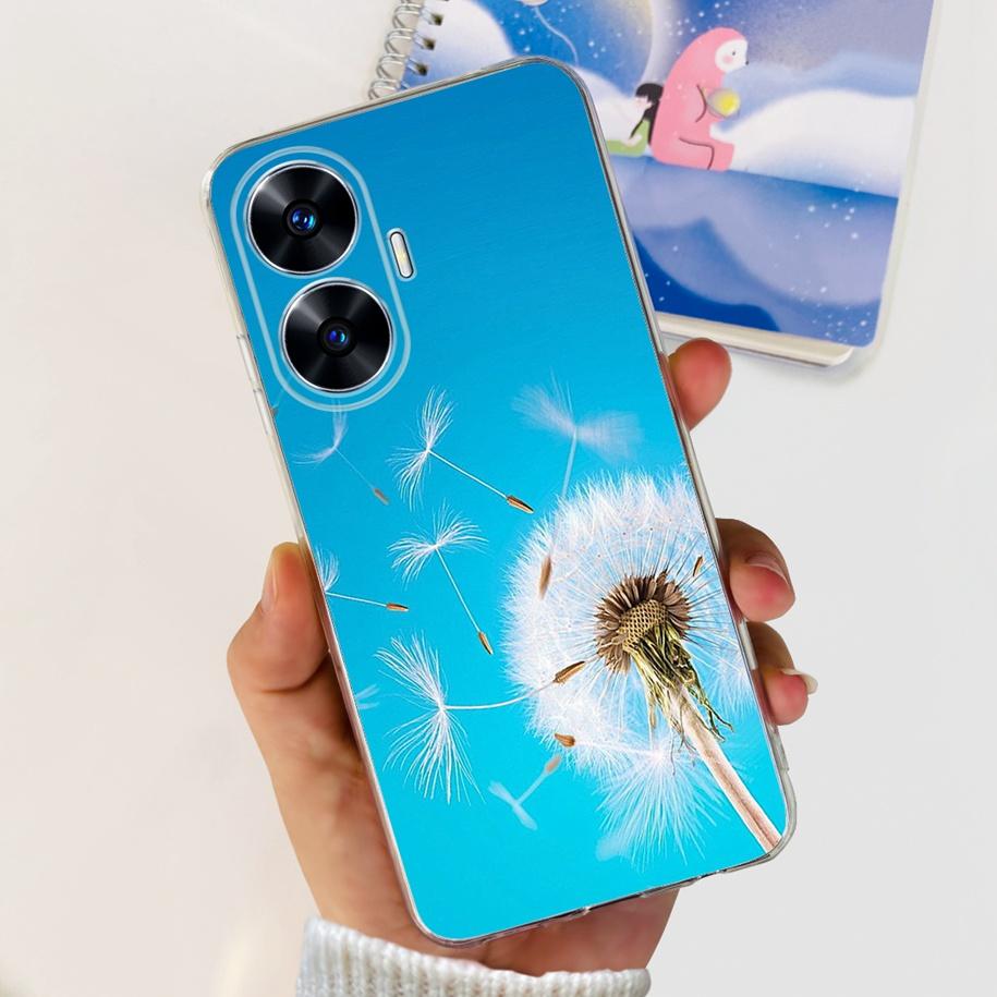 For Realme C55 4G Case 2023 Phone Cover Beautiful Flower Painted Soft Funda Clear Coque For Realme C55 2023 Bumper RealmeC55 Bag
