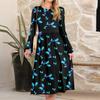 Women's fashionable loose retro printed round-neck dress
