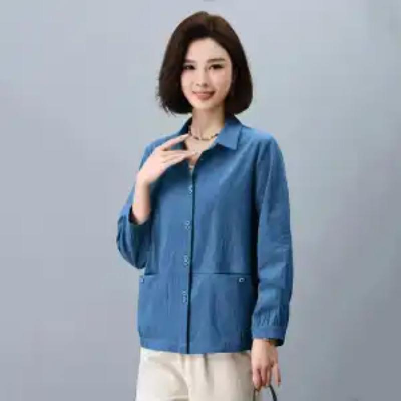 

Women s Collared Button-Down Long Sleeve Loose Fit Casual Cotton Linen Blend Shirt with Pockets L синій