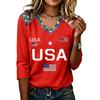 Long Sleeve Shirts for Women Womens Long Sleeve Tops Long Sleeve T Shirt Women Long Sleeve Going Out Tops for Women USA Flag Print V Neck Casual Shirt