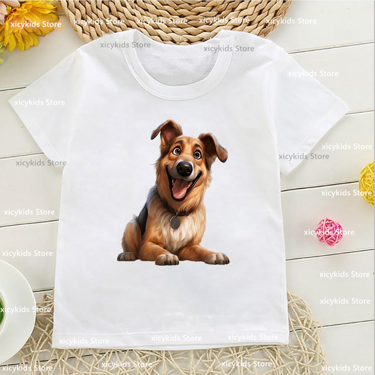 New Boys Tshirt Funny Dog Animal Poodle Puppy Graphic Print Kids T shirt Cute Childrens Clothing Fashion Girls Tshirt Tops 100