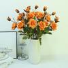 3 Head Simulation Rose Flower Luxury Fake Flowers Artificial Rose Branch  Outdoor Garden Decor