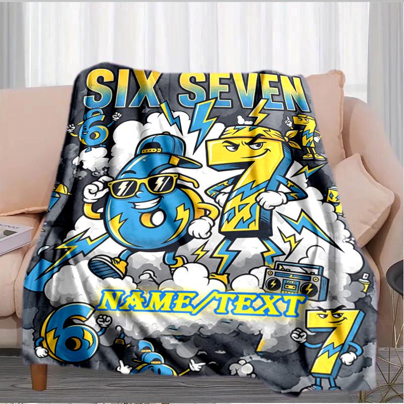 1PC Custom Name "Six Seven Adventure" Flannel Blanket Versatile,all-season Throw Suitable for the Living Room,bedroom,camping,travel,and Gift