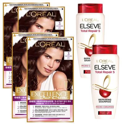 L'Oréal Paris Excellence Duo Cream Tinta No. 3 2p + Shampoo 155ml set speciale, 2 set