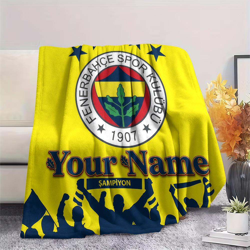 1PC Custom Name FenerbaHEce Sports Club Patterned Flannel Blanket For All Seasons for Home Decor Warmth and Comfort Gifts Holiday Present -HE135