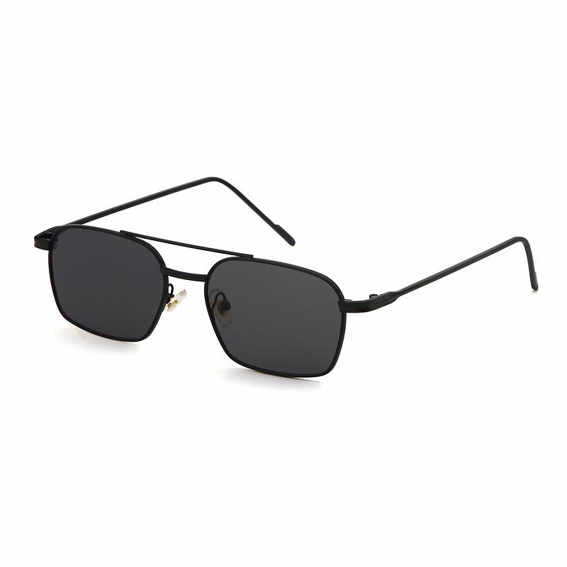 Men's metal sunglasses fashion double beam oval frame sunglasses outdoor driving UV protection new glasses