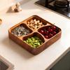 Wood Snack Bowl Natural Smooth Safe Organizer 4 Grid Wood Snack Bowl with Dividers for Friends Men Women Nuts Dried Fruit Home