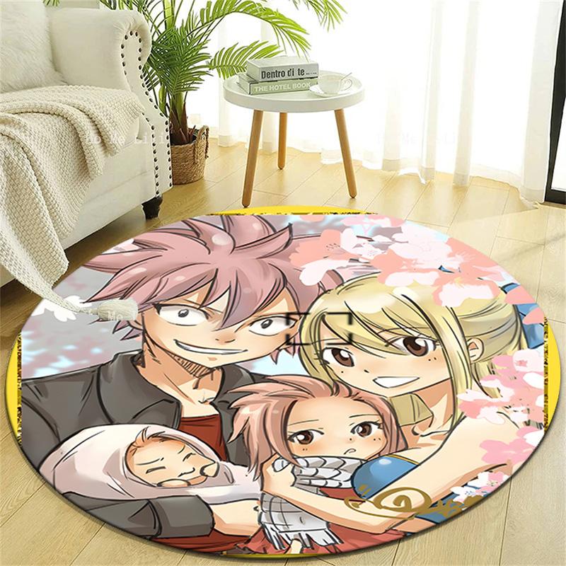 1pc Fairy Tail1 Design Printed Area Round Carpet for Bedroom Living Room Home Decor Rugs Mat Non Slip Mat Rug for Bedside