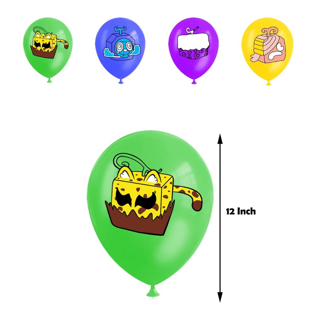 Blox Fruits Cartoon Theme Birthday Party Decorations Set Flags Balloons Cake Toppers