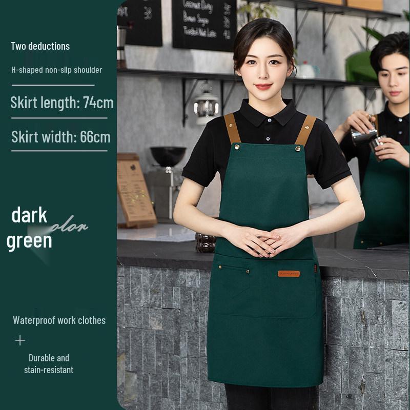 Waterproof Logo Printed Canvas Apron for Women - Perfect for Milk Tea and Coffee Shop Workers
