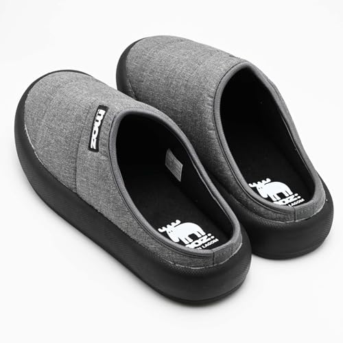 Mozu Men's Warm Slide Sandals, Brushed Fleece, Cold Weather Sandals, Clogs, Lightweight, Thick Sole, Suitable for Indoor and Outdoor Use, Gray, Size S