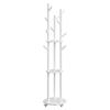 VASAGLE Freestanding Coat Rack Stand, Coat Tree with 11 Hooks, 3 Shelves, 4 Removable Wheels, for Hallway, Bedroom, Living Room, Ink Black RCR023B01