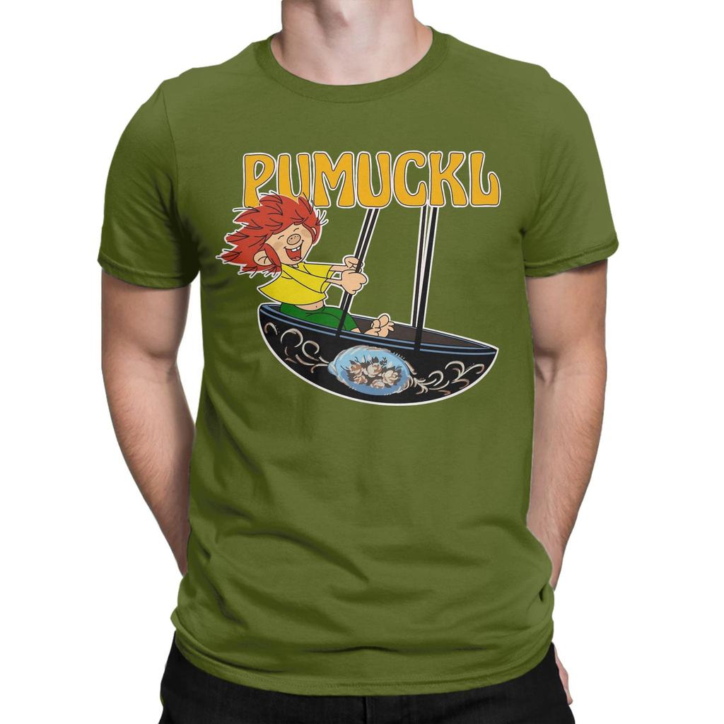 Pumuckl Swing T-Shirt Herren Reine Baumwolle Verrücktes T-Shirt Rundhalsausschnitt Anime Cartoon T-Shirt Kurzarm Kleidung Klassisch