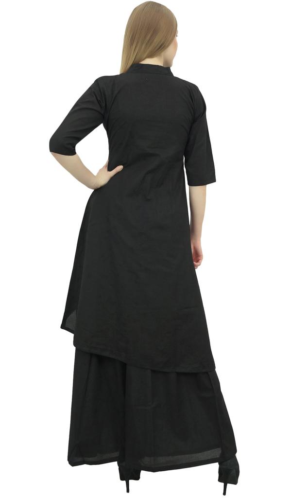 Phagun Asymmetrical Kurta Kurti Solid Beige Indian Clothing With Palazzo