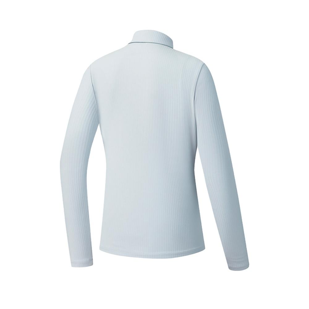 FILA Golf Series Fashionable Simple Casual Sports Training Long Sleeve Polo Shirt Women tops Satin-Gray-Blue A11W545212FLB