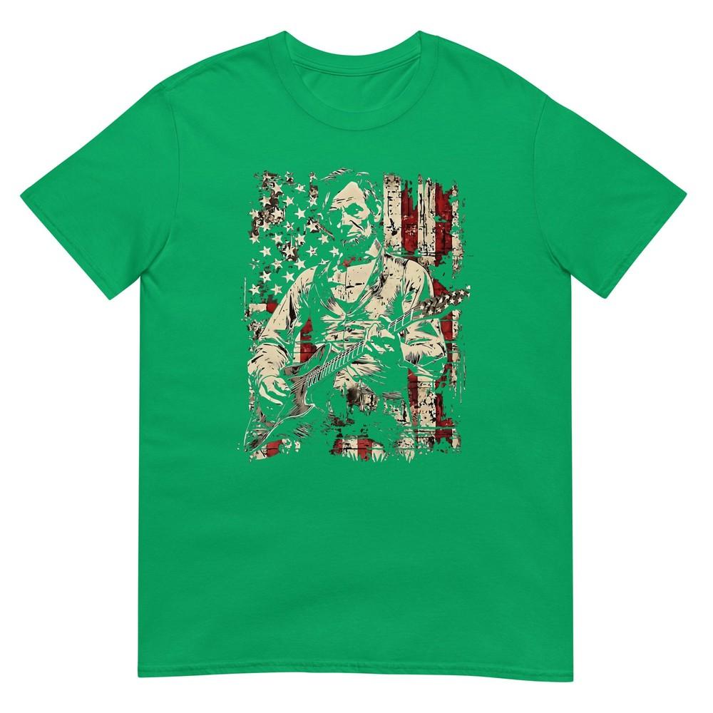 Abraham Lincoln Playing Guitar Retro Vintage Usa Flag Tshirt