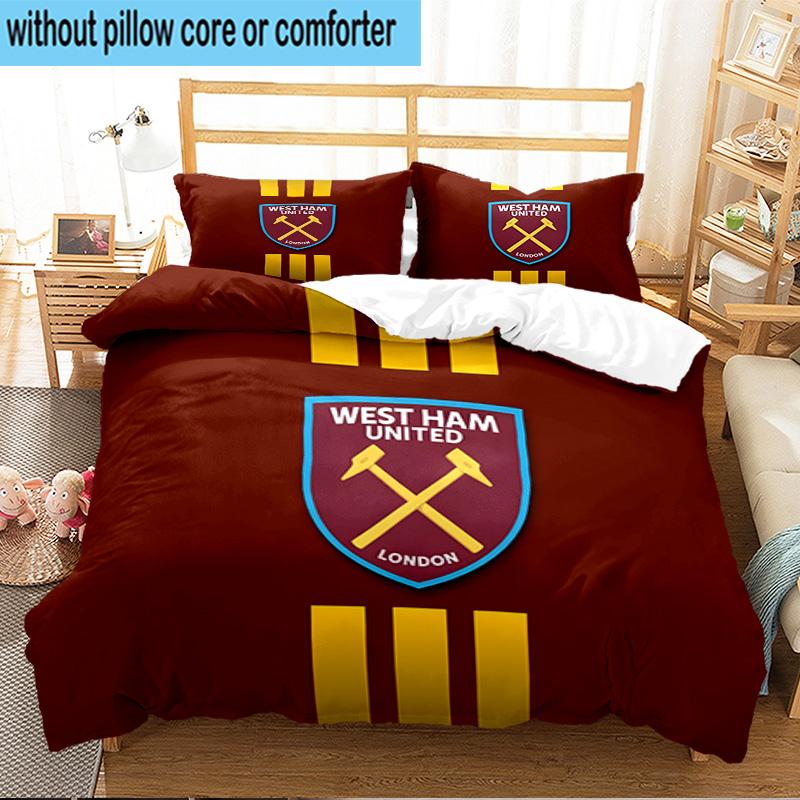 3PCS West Ham United Crest Bedding Set For Bedroom, Dormitory,Including 1pc Duvet Cover And 2pcs Pillowcases Large size Fan gift