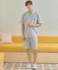 [May Flower] Grey Stripe Short-sleeve Pure Cotton Men's Plus Size Pajama Set [Shipped from Korea] 100% Authentic