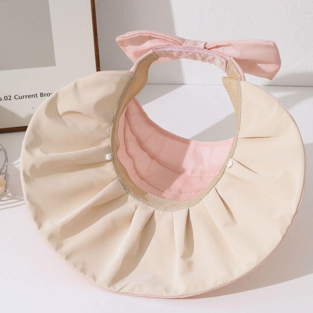 Windproof Women Pearl Bucket Hat Anti-UV Beach Cap Big Brim Sun Hat Summer Spring Autumn