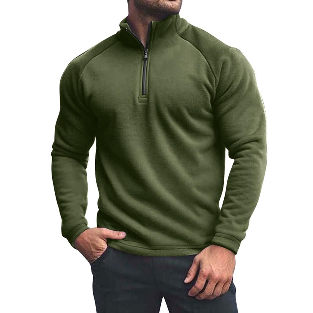 Men's Color Half-Zip Sweatshirt Men's Sports Large Size Casual Pullover Sweatshirt