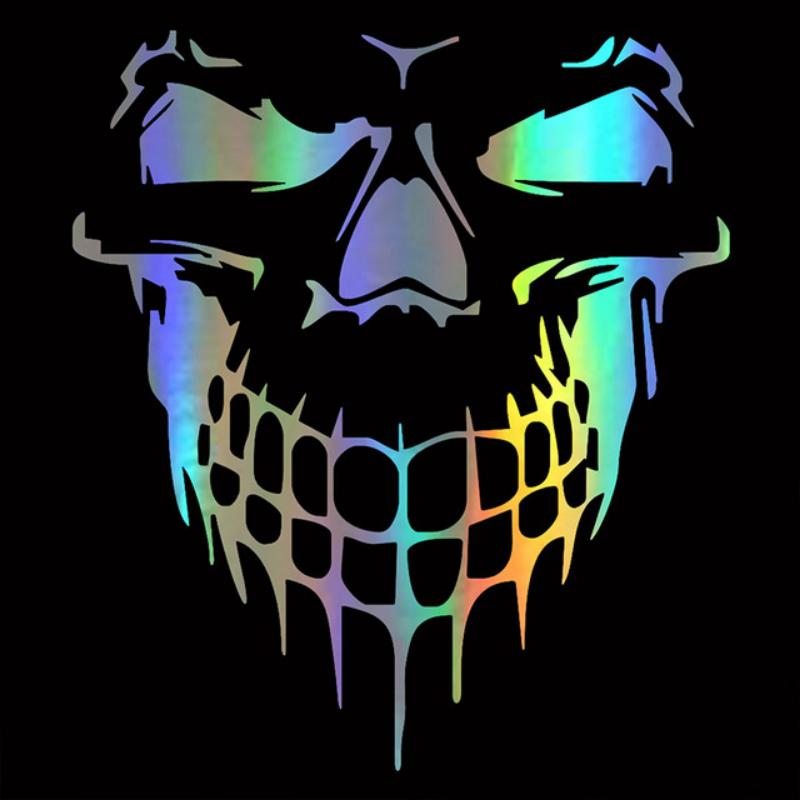 Car Sticker Removable Waterproof Colorful Laser 3D Skull Vinyl PET Decal Sticker Auto Exterior Styling Decoration Accessories