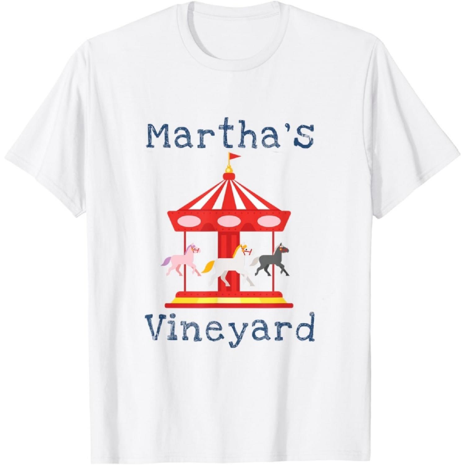 Marthas Vineyard Cape Cod Carousel Beach Holiday Vacation T-Shirt S