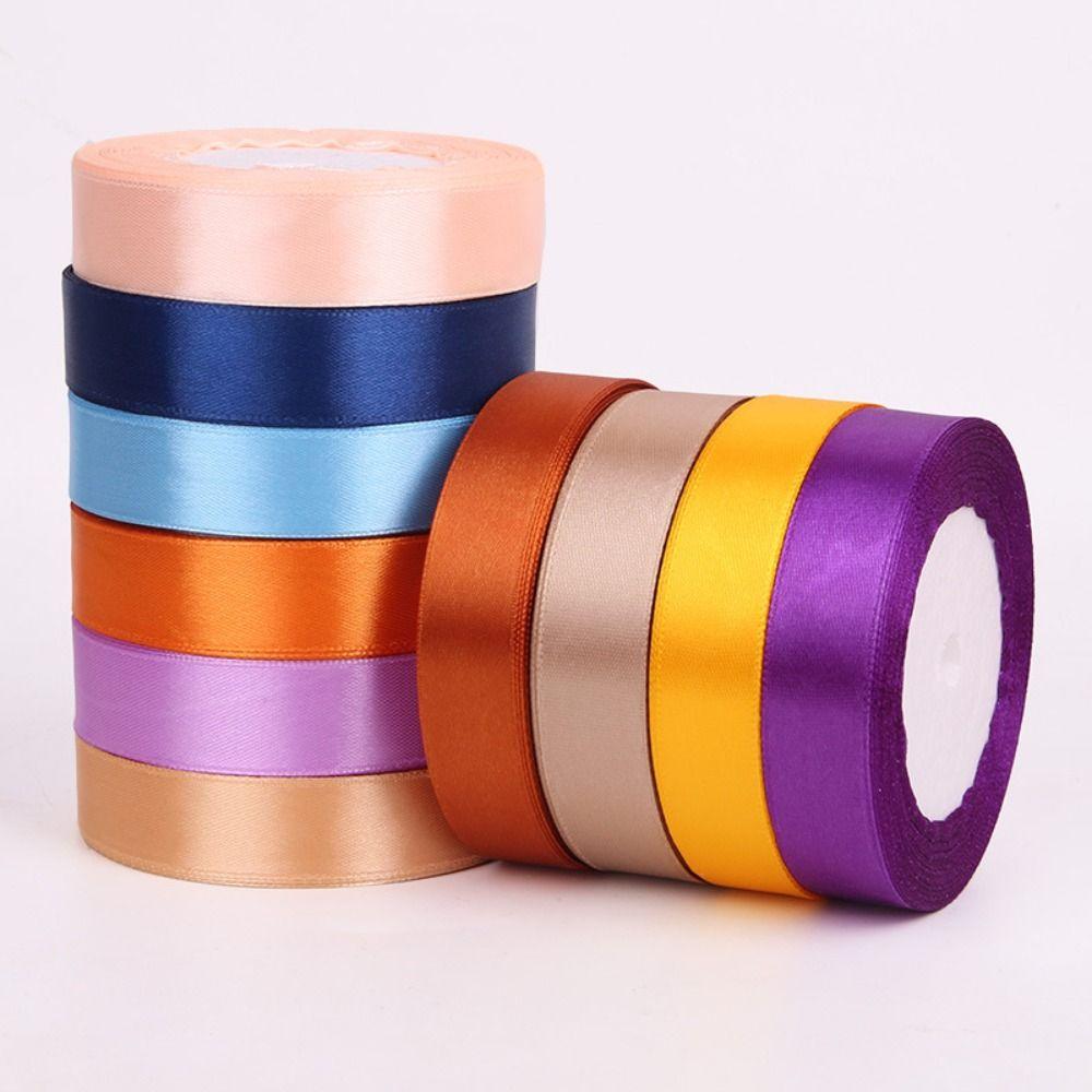 1Roll 0.8IN X 25 Yards 2CM Solid Satin Ribbons DIY Gift Wrapping Handmade Bows Bouquet Ribbons Shiny Cake Packaging