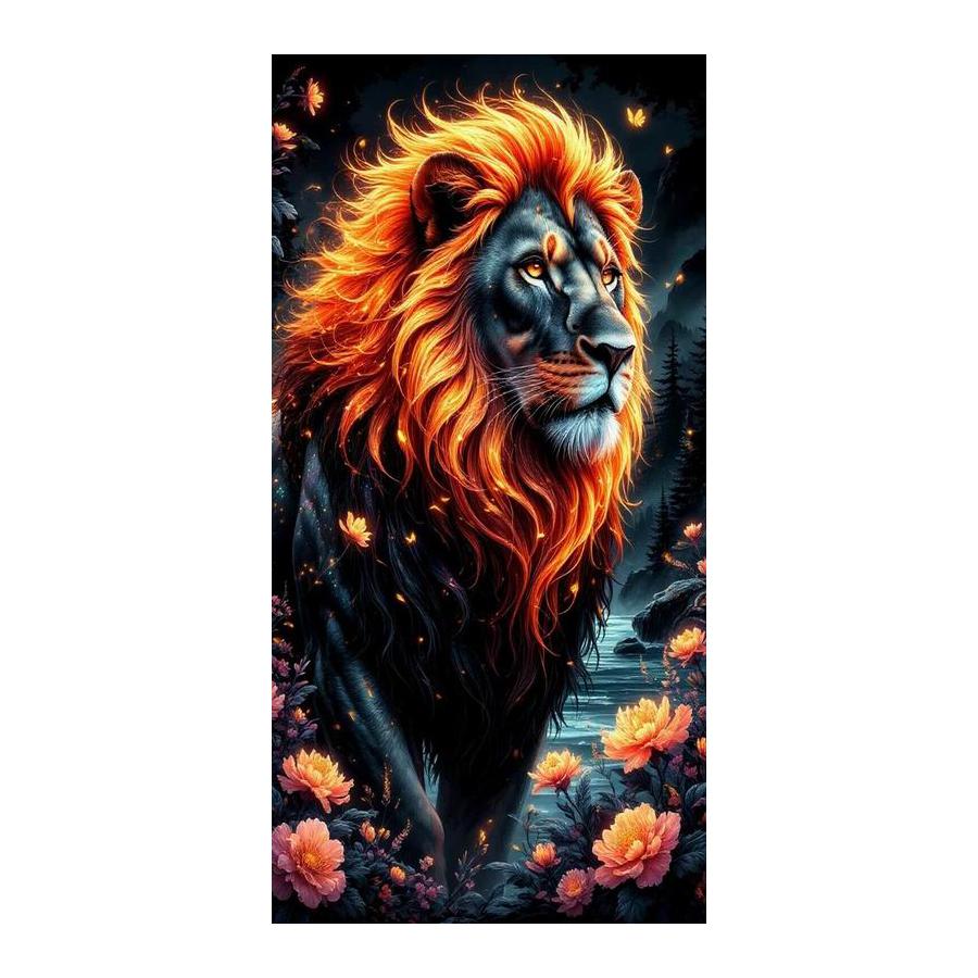 Flame Lion Flower Large Size Diamond Painting New Collection Animals Diy Full Drill Rhinestone Embroidery Mosaic Cross Stitch Kits