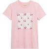 Cherry Pattern Printed Round Neck Short Sleeve T-Shirt Women Tops Pink CR902-PIN