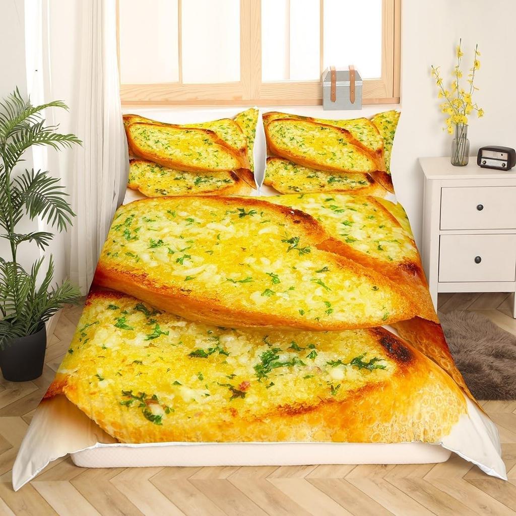 Bread Duvet Cover for Kids Teens Queen Size Lightweight Down Quilt Covers Bedroom Decor 2 Pillowcases 1 Duvet Cover No Comforter