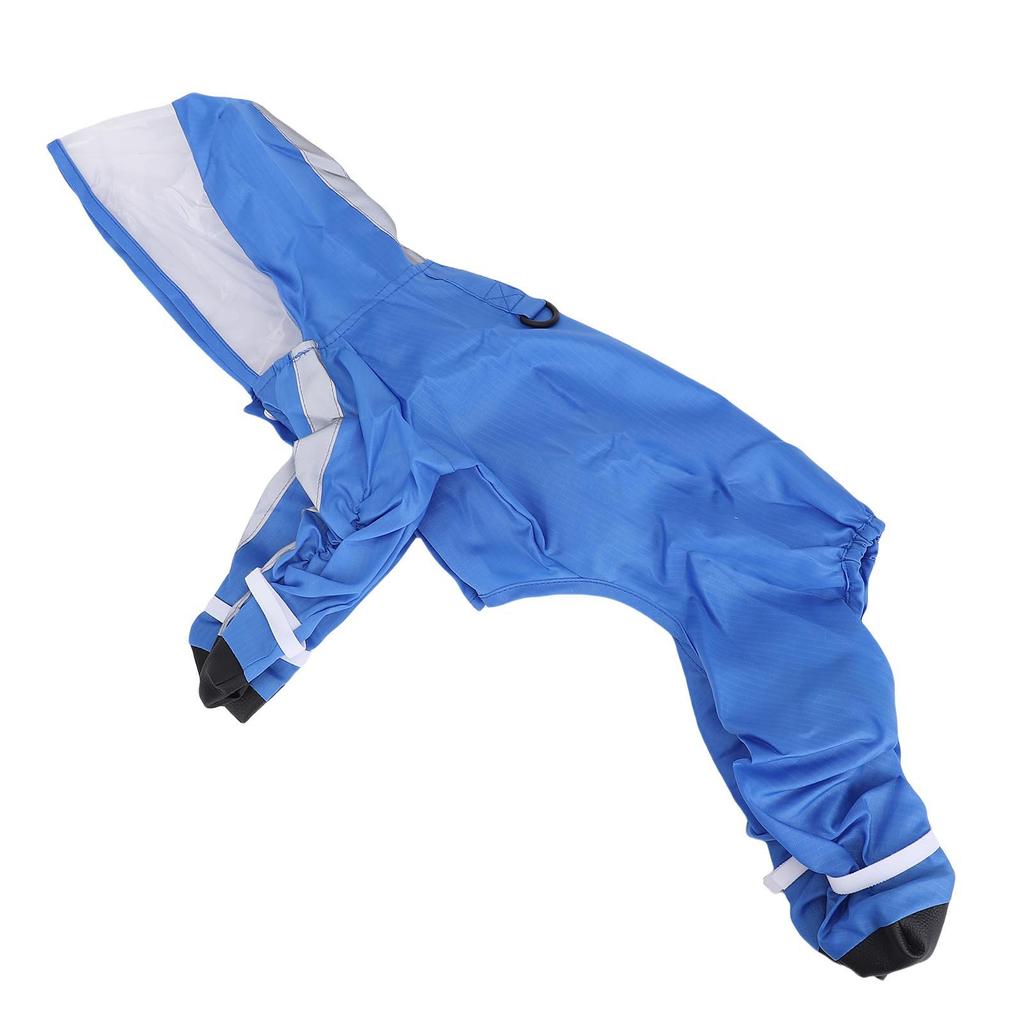 Hund Regenmantel mit Kapuze Modisch Wasserdicht 4 Beine Hunde Regenjacke Slicker für Welpen Kleine Haustiere Blau S