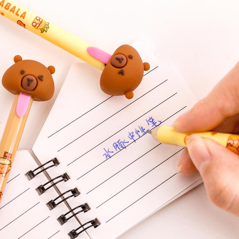 Cute Capybara Erasable Ballpoint Pen, Student Cartoon Magic Eraser Water Pen, High-Aesthetic Capybara Writing Stationery
