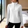 Women's Casual Fashion German Velvet Warm Solid Color Half Zip Stand Collar Long Sleeve Top